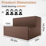 Hot Tub Steps, Wood Looking Plastic 2-Steps-100% Waterproof Spa Steps, Non Slip Heavy Duty Outdoor Steps for Porch/Deck,Universal Fit All Spa Sizes, Multi Use as Hot Tub Stairs or Outdoor Stairs