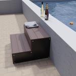 Hot Tub Steps, Wood Looking Plastic 2-Steps-100% Waterproof Spa Steps, Non Slip Heavy Duty Outdoor Steps for Porch/Deck,Universal Fit All Spa Sizes, Multi Use as Hot Tub Stairs or Outdoor Stairs