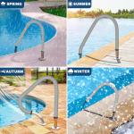 Pool Handrail Cover with Zippers 8 Ft Anti-Slip for Pool Hot Tub Ladder Railling Handle Covers, Made with Gray Cool Touch Diving Cloth, Swimming Pool Accessories Hand Rail Covers Grips (2 Pack)