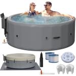 6-8 Person Inflatable Hot Tub, Portable Outdoor Spa with 180 Soothing Air Jets(85" x 28"), Portable Hot Tub with Cover and Heater Pump, Gray