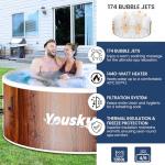 Inflatable Hot Tub, 4-6 Person Portable with 174 Bubble Jets, 42°C Heating & Filtration System, Durable PVC Material, Hot Tub Cover, Ground Mat & Storage Bag, Easy Set-Up for Outdoor Use