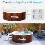Inflatable Hot Tub, 4-6 Person Portable with 174 Bubble Jets, 42°C Heating & Filtration System, Durable PVC Material, Hot Tub Cover, Ground Mat & Storage Bag, Easy Set-Up for Outdoor Use