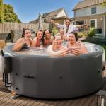 6-8 Person Inflatable Hot Tub, Portable Outdoor Spa with 180 Soothing Air Jets(85" x 28"), Portable Hot Tub with Cover and Heater Pump, Gray