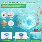 2-4 Person Inflatable Hot Tub, Square Blow Up Portable Hot Tub, Leak-Proof PVC Outdoor Spa with 120 Strong Air Jets, Heater Pump and Insulated Cover, 60” X 60”X 25”