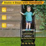 TOCRETOARE RV Steps with Handrail, Hot Tub Steps with Handrail, Portable Stairs Steps for 5th Wheel RV, Mobile Home Stairs Outdoor RV Step (4 Steps with 2 Handrails)
