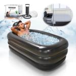 Portable Bathtub for Adults with Cover - Ice Bath & Hot Tub for Athletes Recovery, Home SPA - Large Inflatable Bathtub 62.2x37.4x17.72in, Includes Pump, Easy Inflate & Drain
