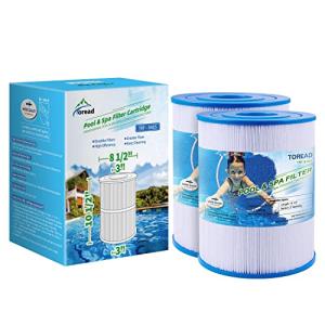 TOREAD NSF-50 Certified Watkins 31114 Replacement Tiger River Spa Filter, Compatible Unicel C-8465, PWK65, Filbur FC-3960, 71827, 71828 Hot Tub Filter, 65 sq. ft Hot Spring Spa Filter (2 Pack)