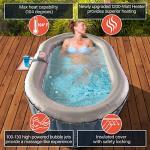 ALEKO Inflatable Hot Tub Spa | Personal High Powered Jetted Bubble | 145 Gallon | Brown and White | HTIO2BRWH