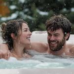 ALEKO Inflatable Hot Tub Spa | Personal High Powered Jetted Bubble | 145 Gallon | Brown and White | HTIO2BRWH