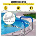 VEVOR Pool Handrail, 32 x 22.5 Swimming Pool Stair Rail, 304 Stainless Steel Stair Pool Hand Rail Rated 375lbs Load Capacity, Pool Rail with Quick Mount Base Plate, and Complete Mounting Accessories