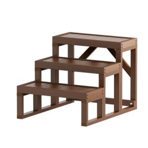 Three Step Hot Tub Steps,Wood Looking Wood-Plastic Steps, Non Slip, Heavy Duty Stable Outdoor Spa Steps, Waterproof Steps,Hot Tub Stairs Fit for Hot Tub,Pool Any Shape and Size (Redwood Brown)