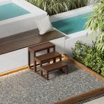 Three Step Hot Tub Steps,Wood Looking Wood-Plastic Steps, Non Slip, Heavy Duty Stable Outdoor Spa Steps, Waterproof Steps,Hot Tub Stairs Fit for Hot Tub,Pool Any Shape and Size (Redwood Brown)