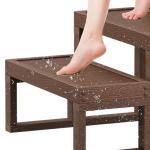 Three Step Hot Tub Steps,Wood Looking Wood-Plastic Steps, Non Slip, Heavy Duty Stable Outdoor Spa Steps, Waterproof Steps,Hot Tub Stairs Fit for Hot Tub,Pool Any Shape and Size (Redwood Brown)