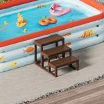 Three Step Hot Tub Steps,Wood Looking Wood-Plastic Steps, Non Slip, Heavy Duty Stable Outdoor Spa Steps, Waterproof Steps,Hot Tub Stairs Fit for Hot Tub,Pool Any Shape and Size (Redwood Brown)