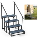 RV Steps with 2 Handrail, 4-Step Heavy Duty Hot Tub Steps, Non-Slip Outdoor Spa Steps for RV, Camper, Trailer, Mobile Home, Porch, Portable Ladder Stairs with Anti-Slip Mats (4 Steps with 2 Handrail)