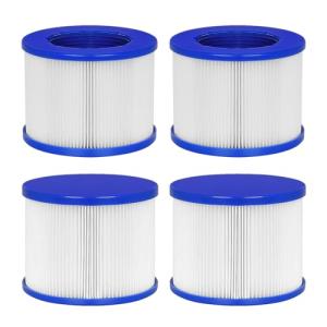 Hot Tub Replacement Filter Cartridges - Compatible with All RELXTIME, ALEKO, Wejoy, Aquaspa Hot Tub More - Screw-in Spa Filters for Inflatable Hot Tubs & Massage Pools (4 Pack)