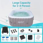 #WEJOY Portable Hot Tub 61X61X26 Inch Air Jet Spa 2-3 Person Inflatable Square Outdoor Heated Hot Tub Spa with 120 Bubble Jets