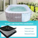 #WEJOY Portable Hot Tub 61X61X26 Inch Air Jet Spa 2-3 Person Inflatable Square Outdoor Heated Hot Tub Spa with 120 Bubble Jets