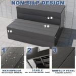 Hot Tub Steps, Wood Looking Plastic 2-Steps-100% Waterproof Spa Steps, Non Slip Heavy Duty Outdoor Steps for Porch/Deck,Universal Fit All Spa Sizes