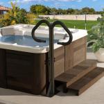 SHPAI Two-Way Hot Tub Handrail, Anti-Slip Spa Safety Hand Rail, Adjustable Height 45-60" & 360° Swivel, Rust-Proof Metal SPA Side Handrails Slide-Under Mount Base for Indoor & Outdoor-600 LBS Load