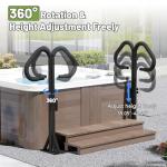 SHPAI Two-Way Hot Tub Handrail, Anti-Slip Spa Safety Hand Rail, Adjustable Height 45-60" & 360° Swivel, Rust-Proof Metal SPA Side Handrails Slide-Under Mount Base for Indoor & Outdoor-600 LBS Load
