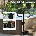 SHPAI Two-Way Hot Tub Handrail, Anti-Slip Spa Safety Hand Rail, Adjustable Height 45-60" & 360° Swivel, Rust-Proof Metal SPA Side Handrails Slide-Under Mount Base for Indoor & Outdoor-600 LBS Load