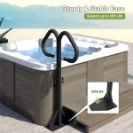 SHPAI Two-Way Hot Tub Handrail, Anti-Slip Spa Safety Hand Rail, Adjustable Height 45-60" & 360° Swivel, Rust-Proof Metal SPA Side Handrails Slide-Under Mount Base for Indoor & Outdoor-600 LBS Load