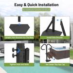 SHPAI Two-Way Hot Tub Handrail, Anti-Slip Spa Safety Hand Rail, Adjustable Height 45-60" & 360° Swivel, Rust-Proof Metal SPA Side Handrails Slide-Under Mount Base for Indoor & Outdoor-600 LBS Load