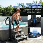 Two Way Hot Tub Handrail - 38-62" Adjustable Height with 360° Rotating Dual Handle, Slip-in Base | Rust-Proof Carbon Steel Grab Rail for Safe Entry Exit Spas