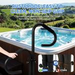 Two Way Hot Tub Handrail - 38-62" Adjustable Height with 360° Rotating Dual Handle, Slip-in Base | Rust-Proof Carbon Steel Grab Rail for Safe Entry Exit Spas