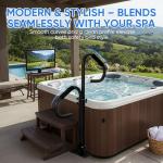 Two Way Hot Tub Handrail - 38-62" Adjustable Height with 360° Rotating Dual Handle, Slip-in Base | Rust-Proof Carbon Steel Grab Rail for Safe Entry Exit Spas