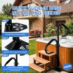 Two Way Hot Tub Handrail - 38-62" Adjustable Height with 360° Rotating Dual Handle, Slip-in Base | Rust-Proof Carbon Steel Grab Rail for Safe Entry Exit Spas