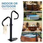 Two Way Hot Tub Handrail - 38-62" Adjustable Height with 360° Rotating Dual Handle, Slip-in Base | Rust-Proof Carbon Steel Grab Rail for Safe Entry Exit Spas