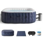 78'' Large Square Inflatable Hot Tub for 6 Adults - 300 Gallon 1350W Portable Outdoor Spa with 105 Air Jets, Energy-Efficient Cover, Up to 104°F Heating for Year-Round Relaxation