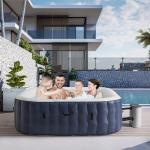 78'' Large Square Inflatable Hot Tub for 6 Adults - 300 Gallon 1350W Portable Outdoor Spa with 105 Air Jets, Energy-Efficient Cover, Up to 104°F Heating for Year-Round Relaxation