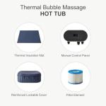 78'' Large Square Inflatable Hot Tub for 6 Adults - 300 Gallon 1350W Portable Outdoor Spa with 105 Air Jets, Energy-Efficient Cover, Up to 104°F Heating for Year-Round Relaxation