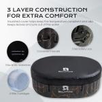 Portable 2 Person Hot Tub Inflatable, Outdoor Blow Up Hottub with Led Light, Energy Efficient Cover, 100 Air Jets Built in Heater Pump, Oval Spa for Relaxation, Table Tray, 2 Filters, Black
