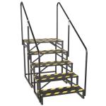 TOCRETOARE RV Steps with Handrail, Hot Tub Steps with Handrail, Portable Stairs Steps for 5th Wheel RV, Mobile Home Stairs Outdoor RV Step (5 Steps with 2 Handrails)