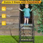 TOCRETOARE RV Steps with Handrail, Hot Tub Steps with Handrail, Portable Stairs Steps for 5th Wheel RV, Mobile Home Stairs Outdoor RV Step (5 Steps with 2 Handrails)