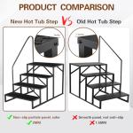 RV Steps with Handrail, Hot Tub Steps with Handrail 4 Step Ladder, RV Stairs 660 lbs Load Capacity with Anti-Slip Panel, Camper Steps for Spa, Travel Trailers, Home and Porch(1 handrail)