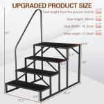 RV Steps with Handrail, Hot Tub Steps with Handrail 4 Step Ladder, RV Stairs 660 lbs Load Capacity with Anti-Slip Panel, Camper Steps for Spa, Travel Trailers, Home and Porch(1 handrail)