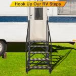 TOCRETOARE RV Steps with Handrail, Hot Tub Steps with Handrail, Portable Stairs Steps for 5th Wheel RV, Mobile Home Stairs Outdoor RV Step (5 Steps with 2 Handrails)
