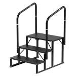 RV Steps, 3-Steps RV Stairs with Handrail Hot Tub Steps Camper Steps, Non-Slip Steps Outdoor Stairs for RV, Trailer, Mobile Home Stairs, Outdoor Spa