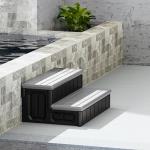 HECASA 2 Steps 36" Deluxe Deck Patio Spa Hot Tub Steps (Open Box) Outdoor Stairs Plastic (PE) Dark Gray+Black, 350lbs Load Capacity