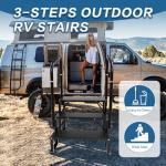 RV Steps, 3-Steps RV Stairs with Handrail Hot Tub Steps Camper Steps, Non-Slip Steps Outdoor Stairs for RV, Trailer, Mobile Home Stairs, Outdoor Spa