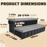 HECASA 2 Steps 36" Deluxe Deck Patio Spa Hot Tub Steps (Open Box) Outdoor Stairs Plastic (PE) Dark Gray+Black, 350lbs Load Capacity