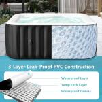 Glonerle 2-4 Person Inflatable Hot Tub, Large Square Portable Blow up Hot Tub, Leak-Proof PVC Outdoor Spa with 120 Air Jets, Insulated Cover and Heater Pump, 60” X 60” X 25”
