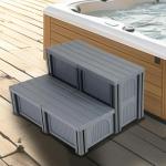 Gelacie Universal Hot Tub Steps 2-Step Spa Stairs with Storage 500 LBS Capacity Textured Step for Hot Tub/Camper/SPA Pool/Pet Stairs Charcoal Grey