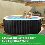 2 Person Inflatable Hot Tub with Side Table, Oval Blow Up Portable Hot Tub, Leak-Proof PVC Outdoor Spa with 100 Strong Air Jets, Heater Pump and Insulated Cover, 75” X 47”X 25”