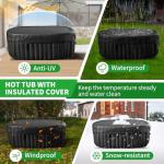 2 Person Inflatable Hot Tub with Side Table, Oval Blow Up Portable Hot Tub, Leak-Proof PVC Outdoor Spa with 100 Strong Air Jets, Heater Pump and Insulated Cover, 75” X 47”X 25”